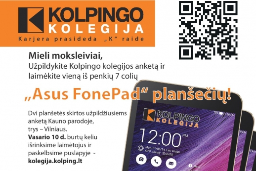 Laimėk planšetę su Kolpingo kolegija!